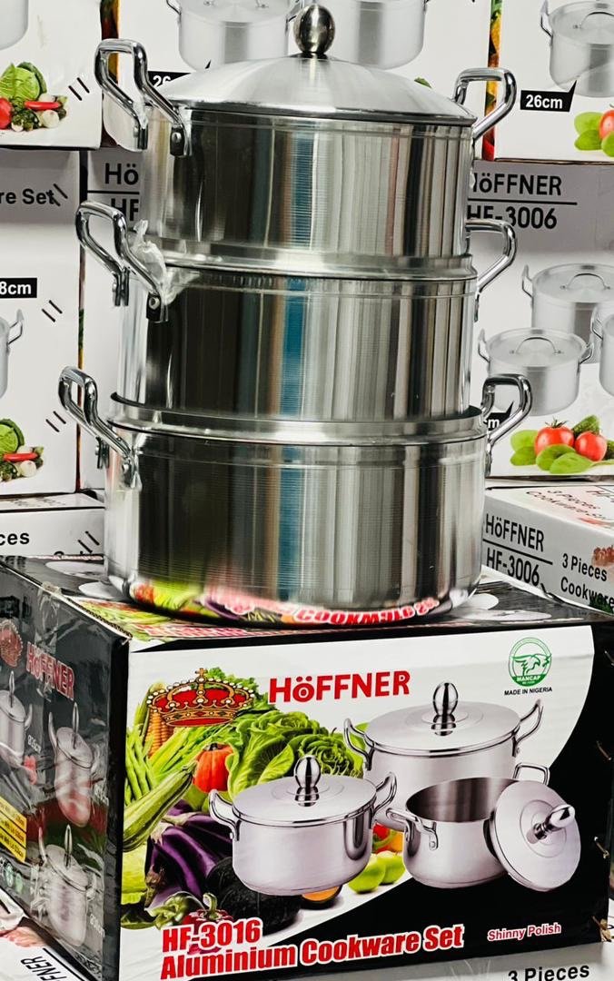 da71cb30-87c0-4c77-a1ca-a02510183a64 3PC HOFFNER ALUMINUM POT SET SIZE 26,28&30CM(3016) - Image 1