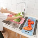 (ON SALES) BIG SIZE COLLAPSIBLE OVER THE SINK DRAINING  BOWL BASKET