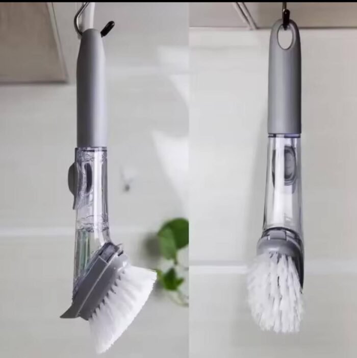 2IN1 LONG HANDLE REFILLABLE LIQUID CLEANING SOAP DISPENSER BRUSH WITH EXTRA FOAM - Image 2