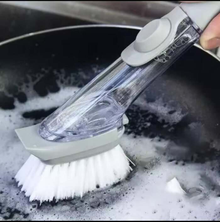 2IN1 LONG HANDLE REFILLABLE LIQUID CLEANING SOAP DISPENSER BRUSH WITH EXTRA FOAM - Image 4