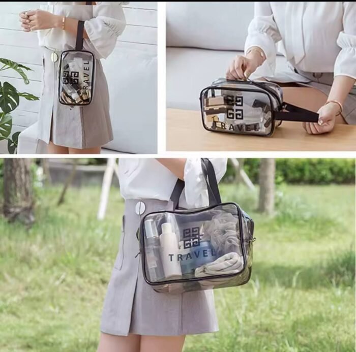 QUALITY TRANSPARENT WATERPROOF TRAVEL COSMETIC/TOILETRY HANDHELD BAG - Image 5