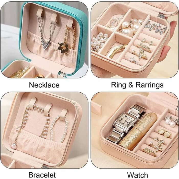 PORTABLE MINI WATERPROOF LEATHER BOX JEWELRY ORGANIZER - Image 3