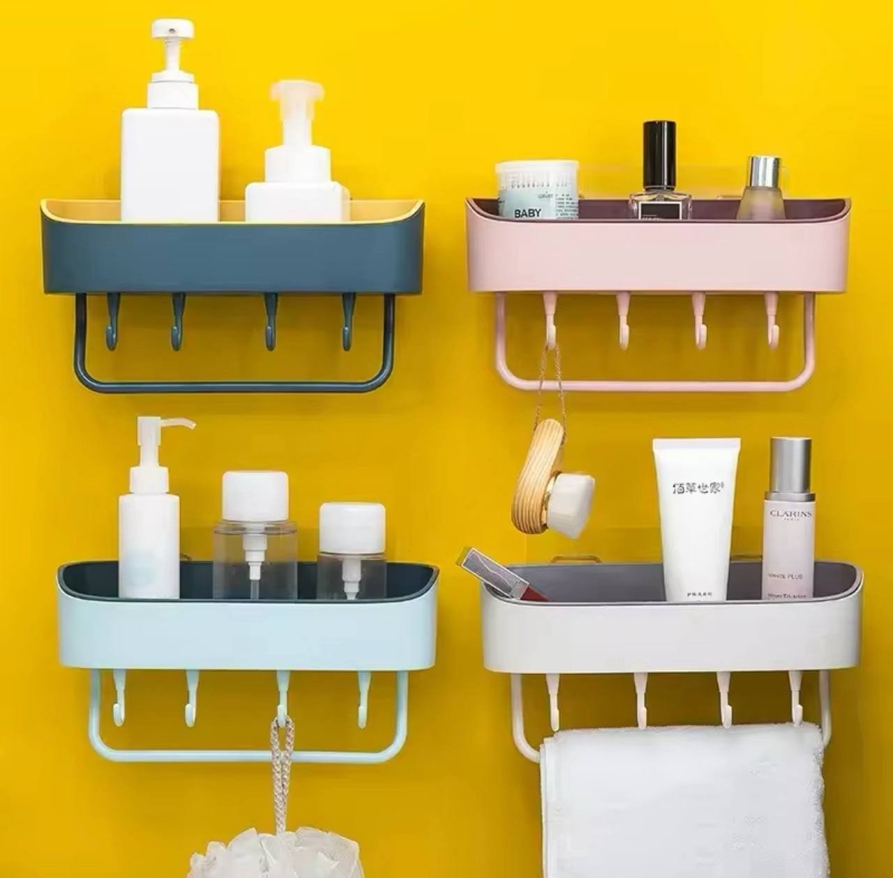 img_0632 1PC MULTIPURPOSE WALL RACK WITH TOWEL HOLDER - Image 1
