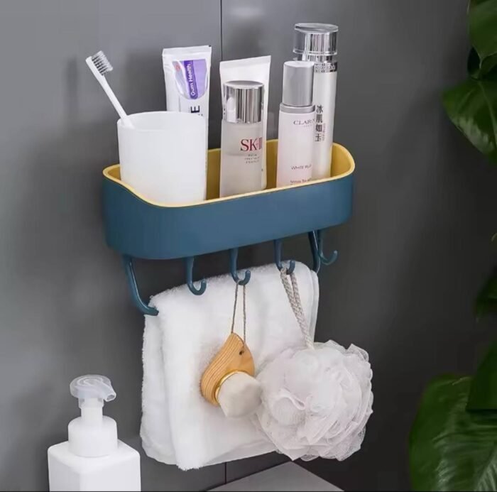 1PC MULTIPURPOSE WALL RACK WITH TOWEL HOLDER - Image 2