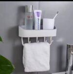 1PC MULTIPURPOSE WALL RACK WITH TOWEL HOLDER - Image 3