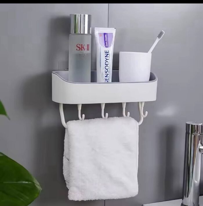 1PC MULTIPURPOSE WALL RACK WITH TOWEL HOLDER - Image 3