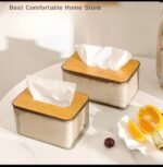 (ON SALES) RECTANGULAR WOODEN TRANSPARENT TISSUE BOX HOLDER