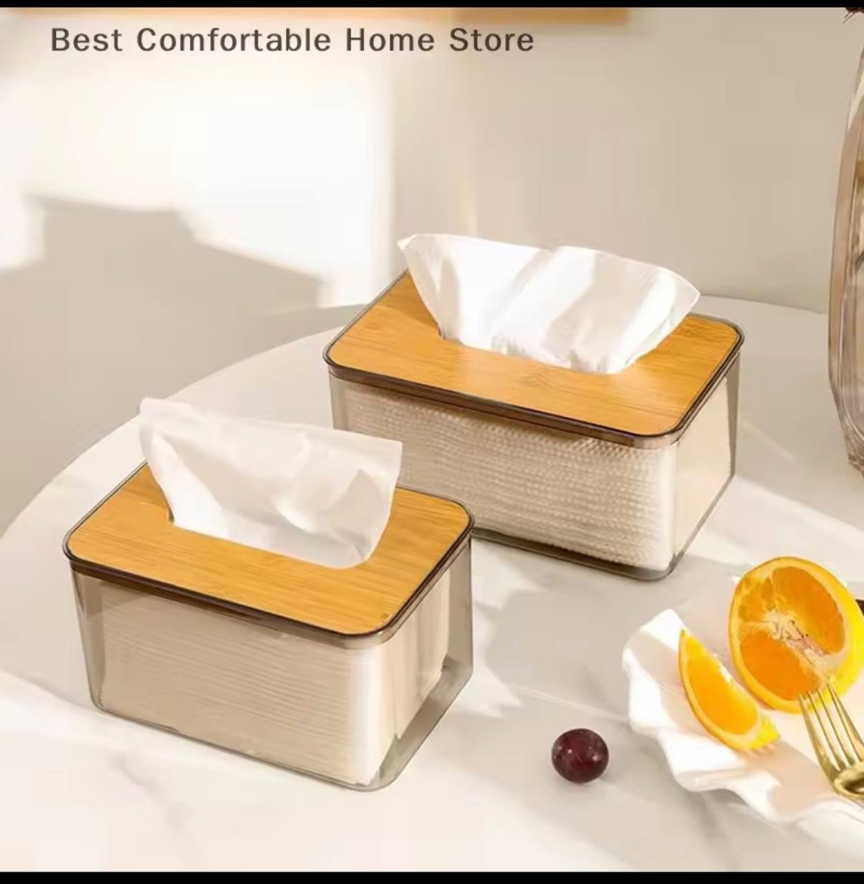 img_0667 (ON SALES) RECTANGULAR WOODEN TRANSPARENT TISSUE BOX HOLDER - Image 1