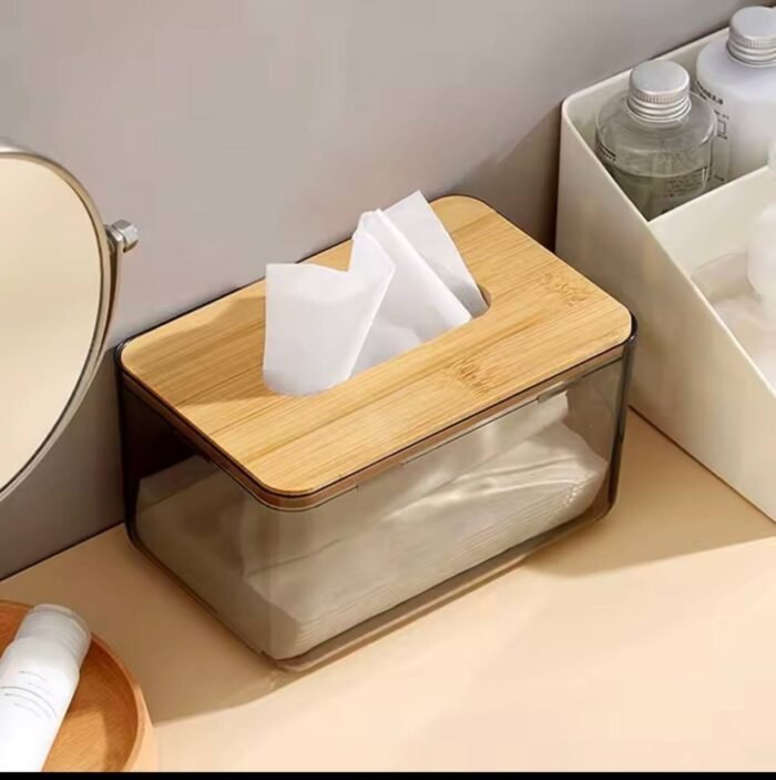 (ON SALES) RECTANGULAR WOODEN TRANSPARENT TISSUE BOX HOLDER - Image 3