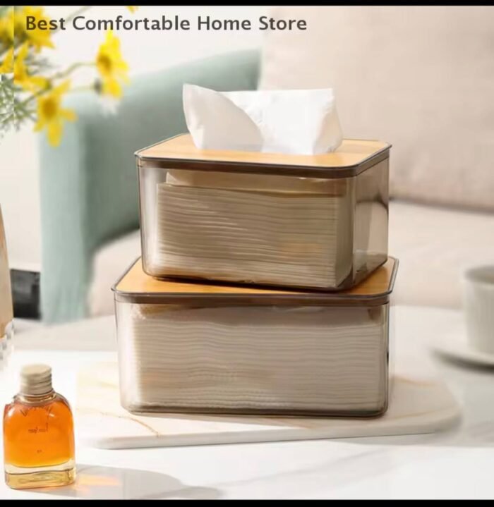(ON SALES) RECTANGULAR WOODEN TRANSPARENT TISSUE BOX HOLDER - Image 4