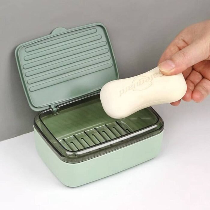 PORTABLE DOUBLE LAYER WATER DRAINING SOAP BOX WITH COVER - Image 2