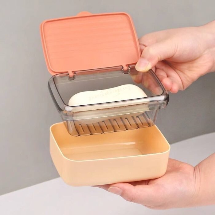 PORTABLE DOUBLE LAYER WATER DRAINING SOAP BOX WITH COVER - Image 5