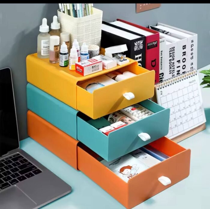 DESKTOP DRAWER STYLE STORAGE BOX(OFFICE DESK SHELF,ORGANIZING CABINET,STORAGE CABINET) 
Not the complete layers they stack o,If you want it like that you’ll buy as much as you want - Image 2