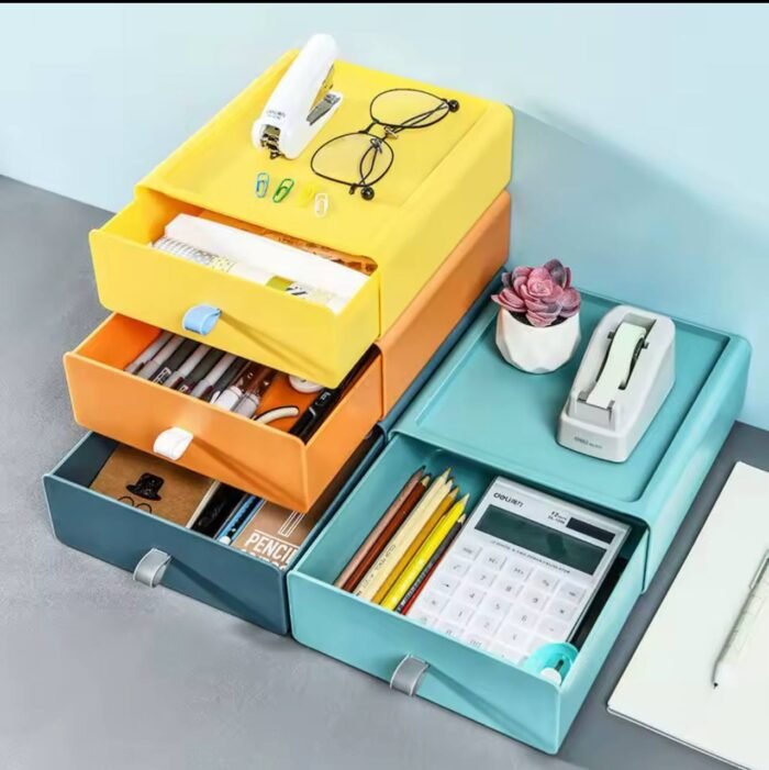 DESKTOP DRAWER STYLE STORAGE BOX(OFFICE DESK SHELF,ORGANIZING CABINET,STORAGE CABINET) 
Not the complete layers they stack o,If you want it like that you’ll buy as much as you want - Image 4