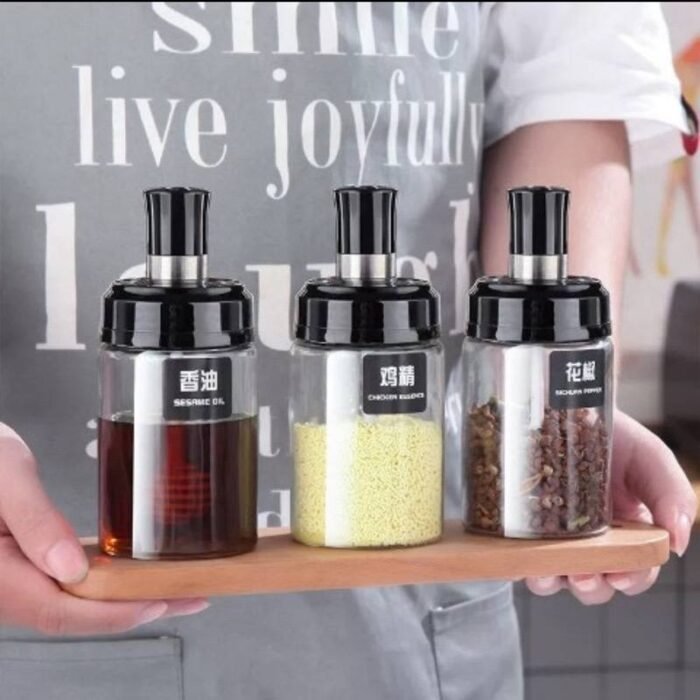 (ON SALES) 4PC SPICE BOTTLE WITH SPOON AND OIL DISPENSER BOTTLE KITCHEN SET - Image 3
