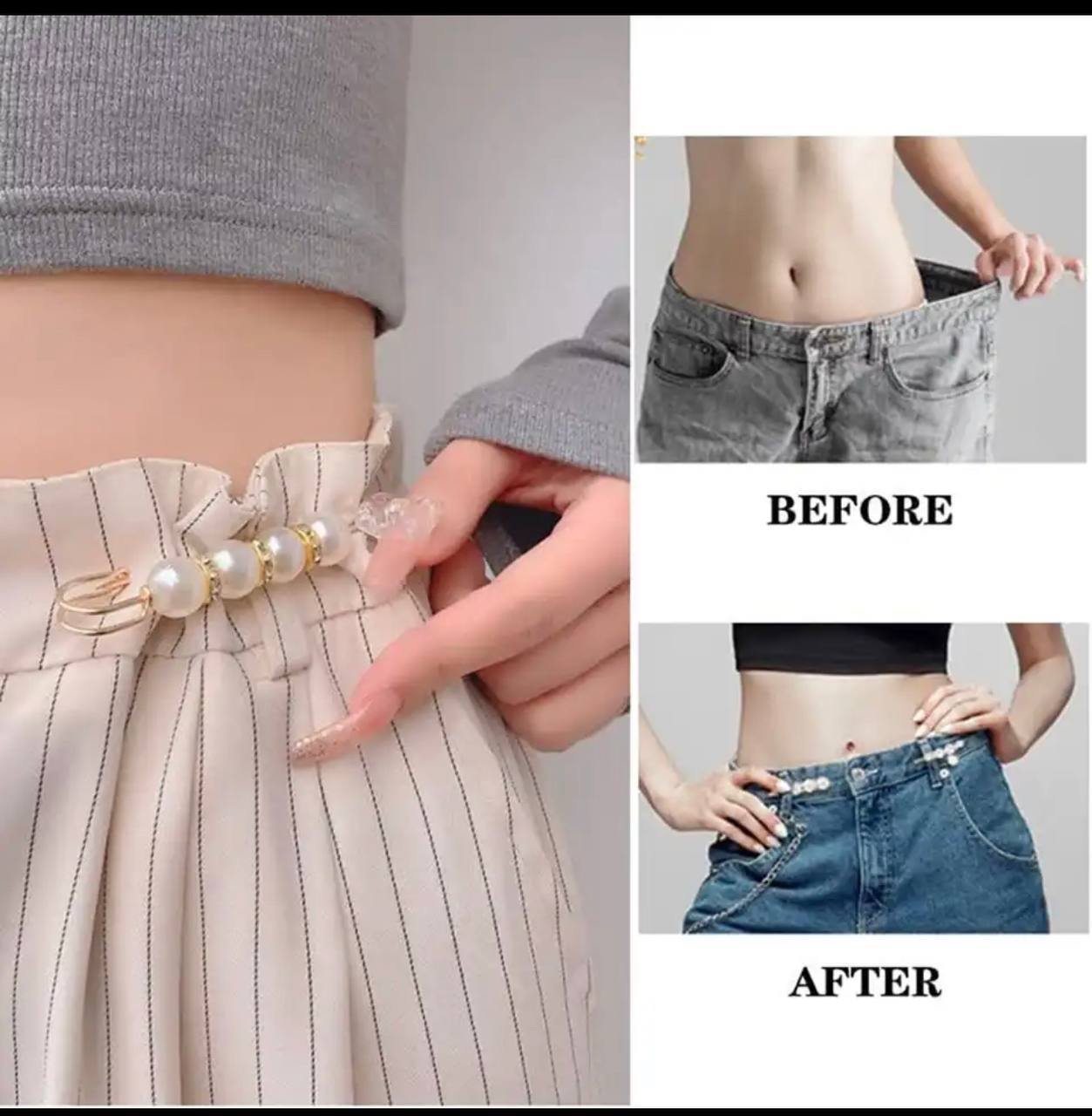 img_1019 Detachable Pearl Brooch Pins Fastener Pants Pin Decoration Button Clips Sewing-Free Buckles for Jeans Waist Extender Safety Pins - Image 1