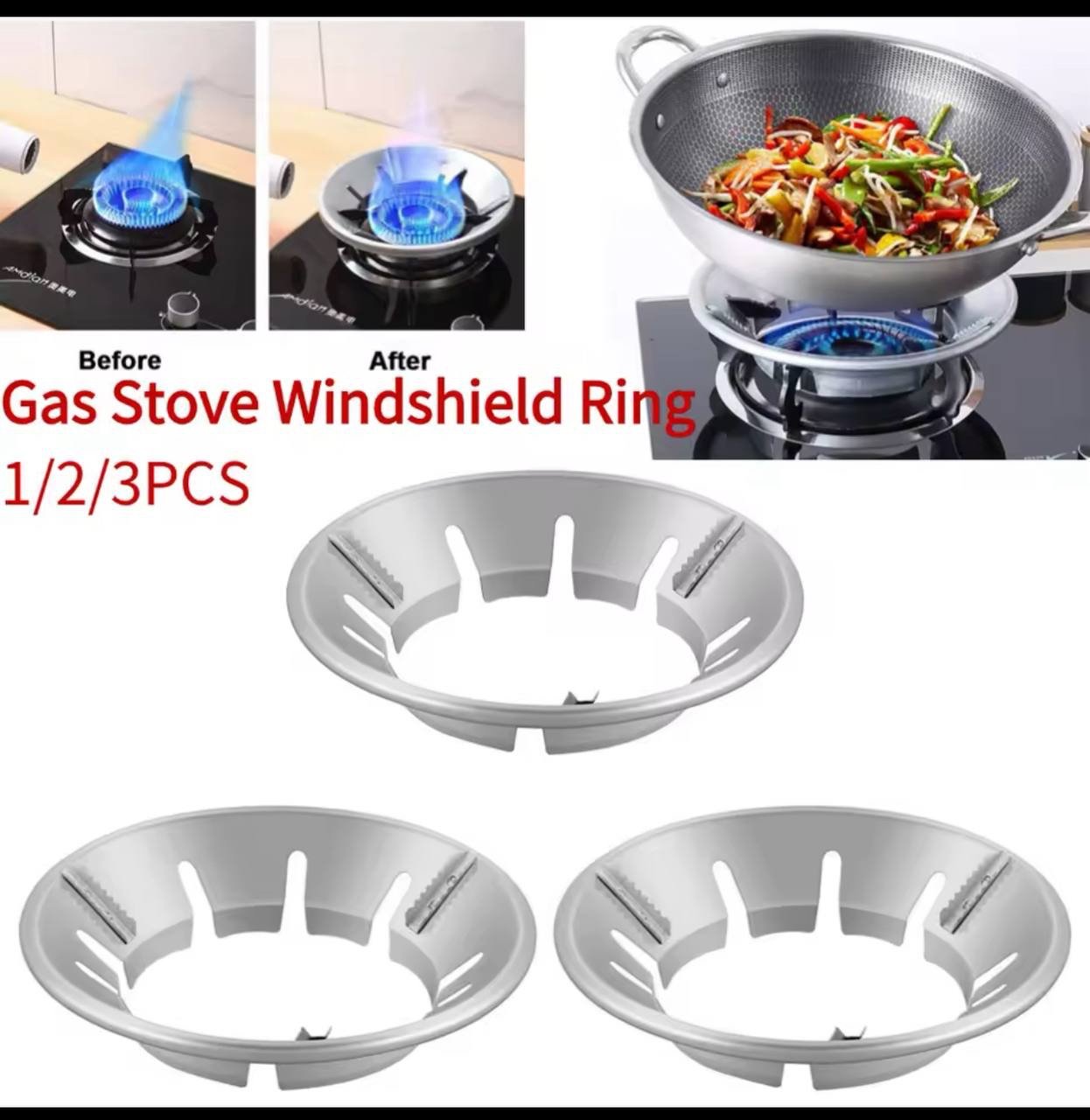 img_1094 1PC ORIGINAL STAINLESS STEEL FIREPROOF WIND-SHIELD BRACKET ENERGY SAVER GAS STOVE COVER - Image 1