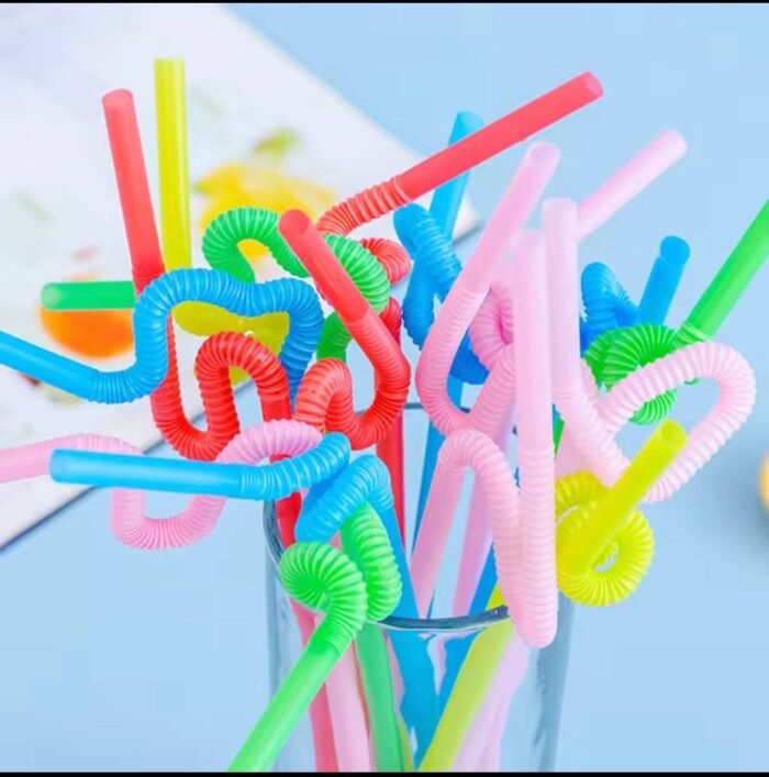 100PC COLORFUL DISPOSAL BENDABLE DRINKING STRAW - Image 3