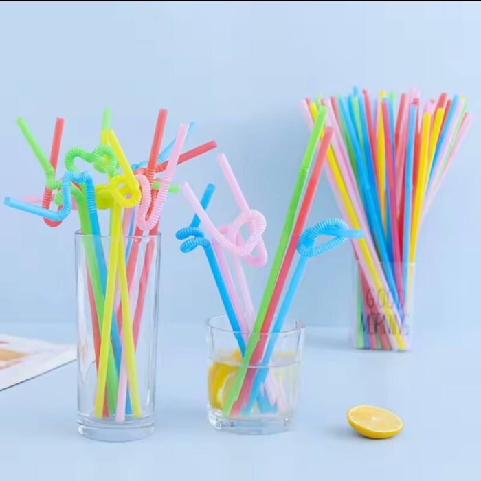 100PC COLORFUL DISPOSAL BENDABLE DRINKING STRAW - Image 4