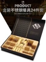 24PC SET OF QUALITY GOLD CUTLERY TABLEWARE GIFT BOX 
6 TEA SPOON
6 KNIFE
6 SPOON
6 FORK