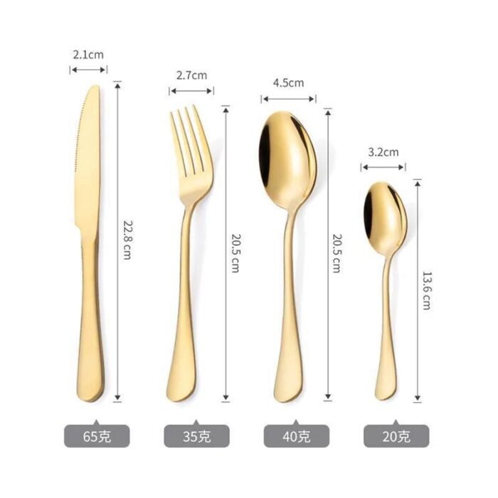 24PC SET OF QUALITY GOLD CUTLERY TABLEWARE GIFT BOX 
6 TEA SPOON
6 KNIFE
6 SPOON
6 FORK - Image 3