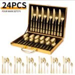 24PC QUALITY CUTLERY SET IN A FANCY GOLD BRIEF CASE/BOX(Highest quality)
6 TEA SPOON
6 KNIFE
6 SPOON
6 FORK