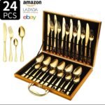 24PC QUALITY CUTLERY SET IN A FANCY GOLD BRIEF CASE/BOX(Highest quality)
6 TEA SPOON
6 KNIFE
6 SPOON
6 FORK - Image 2