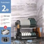 QUALITY STRONG STAINLESS STEEL 2 STEP DISH RACK WITH CUP HOLDER,CHOPPING BOARD HOLDER&KNIFE HOLDER - Image 2
