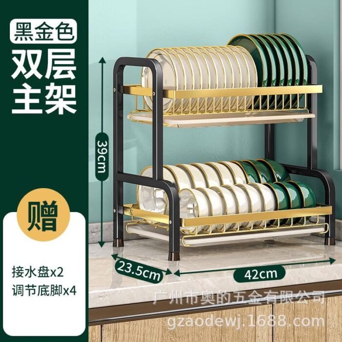 (THICK IRON ROD WITH BLACK TRAY)
2 STEP QUALITY STRONG STAINLESS STEEL DISH RACK WITH CUP HOLDER,CHOPPING BOARD HOLDER&KNIFE HOLDER - Image 3
