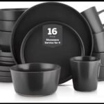 16PC QUALITY THICK EUROPEAN LUXURY FINE CERAMIC STONEWARE DINNER SET•••BLACK

 4 Serving plate
4 Side plate
4 Soup bowls 
4 Cups