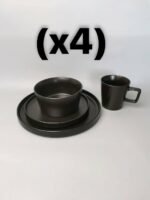 16PC QUALITY THICK EUROPEAN LUXURY FINE CERAMIC STONEWARE DINNER SET•••BLACK

 4 Serving plate
4 Side plate
4 Soup bowls 
4 Cups - Image 3