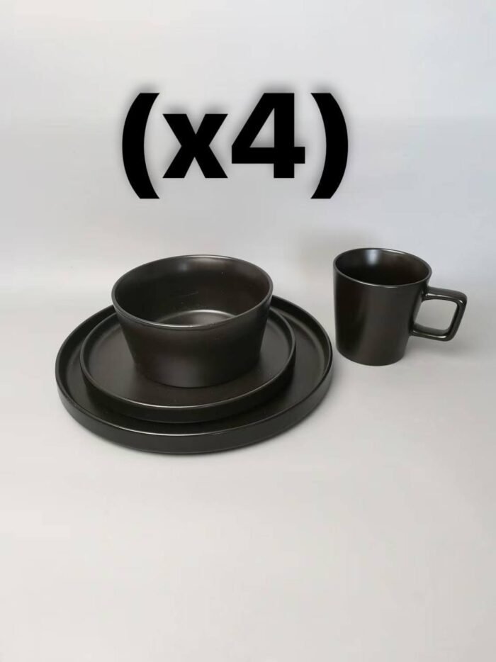 16PC QUALITY THICK EUROPEAN LUXURY FINE CERAMIC STONEWARE DINNER SET•••BLACK

 4 Serving plate
4 Side plate
4 Soup bowls 
4 Cups - Image 3
