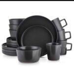 16PC QUALITY THICK EUROPEAN LUXURY FINE CERAMIC STONEWARE DINNER SET•••BLACK

 4 Serving plate
4 Side plate
4 Soup bowls 
4 Cups - Image 4