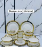 16PC HIGH QUAL GOLD/WHITE EUROPEAN LUXURY CERAMIC STONEWARE DINNER SET(ROUND SHAPE)


 4 Serving plate
4 Side plate
4 Soup bowls 
4 Cups