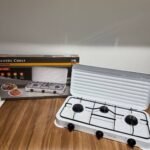 3 FACE QUALITY THICK BODY SLIVER CRIEST GAS COOKER WITH COVER••WHITE