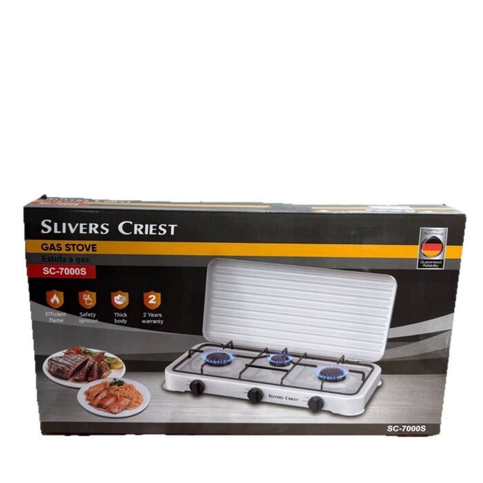 3 FACE QUALITY THICK BODY SLIVER CRIEST GAS COOKER WITH COVER••WHITE - Image 3