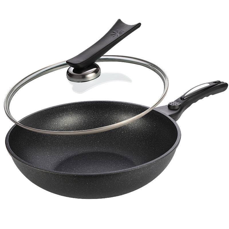img_1285 30CM NONSTICK WOK DEEP FRYPAN WITH GLASS COVER - Image 1