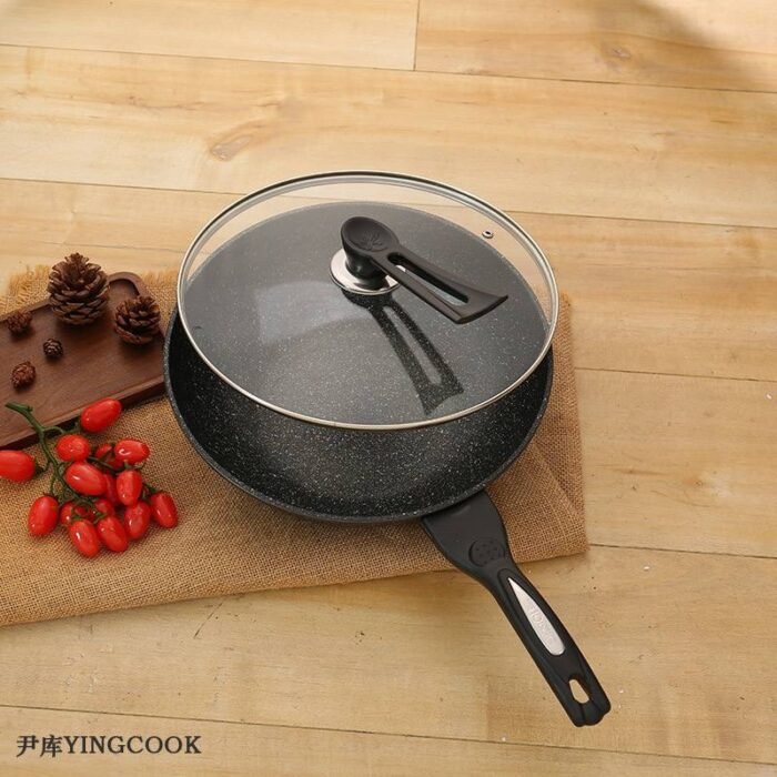 30CM NONSTICK WOK DEEP FRYPAN WITH GLASS COVER - Image 3