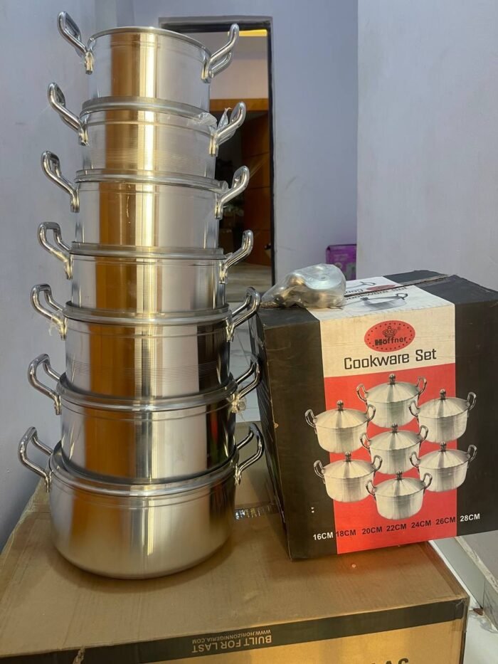 7PC HOFFNER ALUMINUM POT SET SIZE(16,18,20,22,24,26&28CM)..(1423) - Image 3