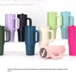 FANCY STAINLESS STEEL TUMBLER CUP WITH HANDLE AND POP UP and FOLDABLE STRAW(Stainless inner,can keep cold or hot and a pop up straw)