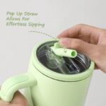 FANCY STAINLESS STEEL TUMBLER CUP WITH HANDLE AND POP UP and FOLDABLE STRAW(Stainless inner,can keep cold or hot and a pop up straw) - Image 4