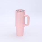 FANCY STAINLESS STEEL TUMBLER CUP WITH HANDLE AND POP UP and FOLDABLE STRAW(Stainless inner,can keep cold or hot and a pop up straw) - Image 5