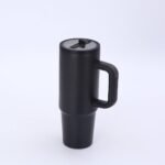 FANCY STAINLESS STEEL TUMBLER CUP WITH HANDLE AND POP UP and FOLDABLE STRAW(Stainless inner,can keep cold or hot and a pop up straw) - Image 7