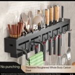 60CM KITCHEN IRON CUTLERY RACK WITH 3 SPOON CUP