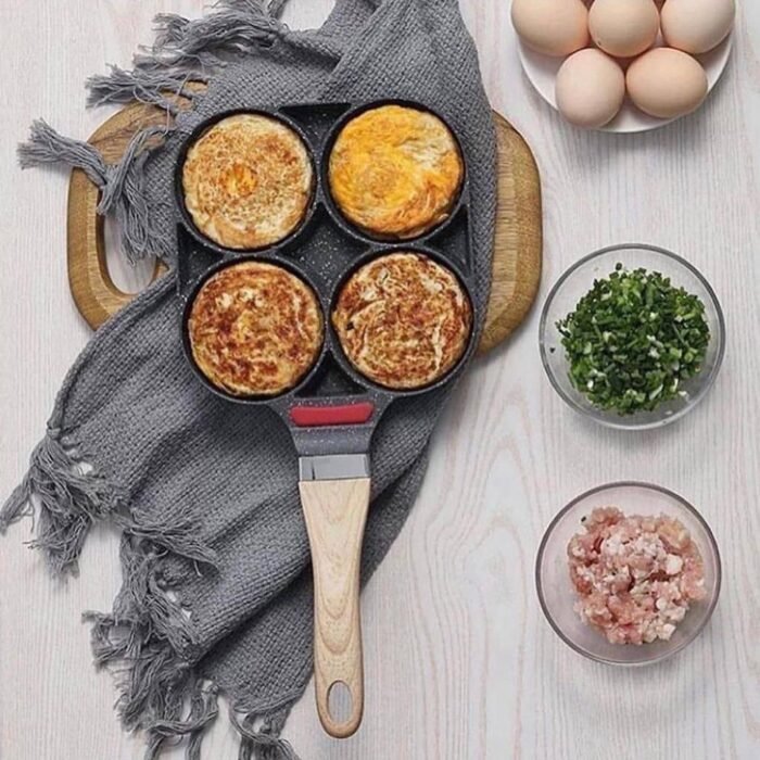 4 HOLES  THICKENED NONSTICK INDUCTION OMELETTE/PANCAKE FRYING PAN - Image 2