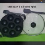 7 HOLES ROUND  SHAPE NON STICK MASA/BEAN CAKE PAN WITH GLASS LID/COVER AND 2 SILICON 
MASA PAN,COVER&2SILICON(that’s what makes it 4pc o)