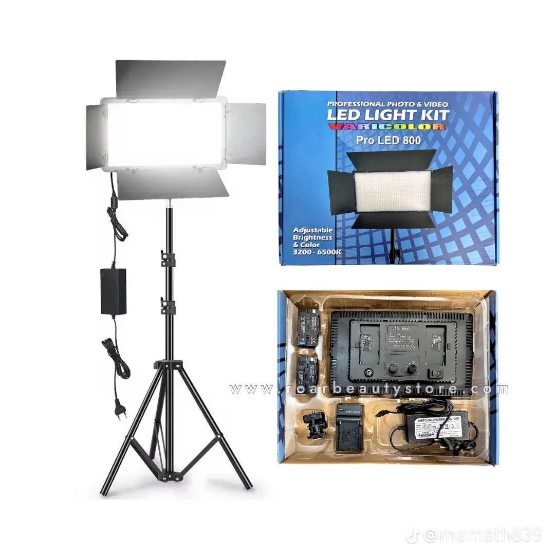 img_0714-2 (ON SALES) RECHARGEABLE PRO LED 800 PHOTO AND VIDEO LED LIGHT KIT WITH TRIPOD STAND
With 2 battery
Battery charger
Adapter
Rotator
2.1M tripod stand - Image 1