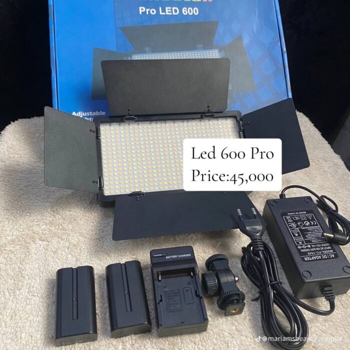 (ON SALES) RECHARGEABLE PRO LED 600 PHOTO AND VIDEO LED LIGHT KIT WITH TRIPOD STAND

With 2 battery 
Battery  charger
Adapter 
Rotator
2.1M tripod stand - Image 2