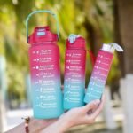 3IN1 MOTIVATIONAL WATER BOTTLE WITH STRAW (2000ml,700ml,300ml)NO BLACK COLOR