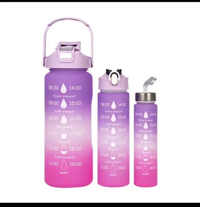 3IN1 MOTIVATIONAL WATER BOTTLE WITH STRAW (2000ml,700ml,300ml)NO BLACK COLOR - Image 3